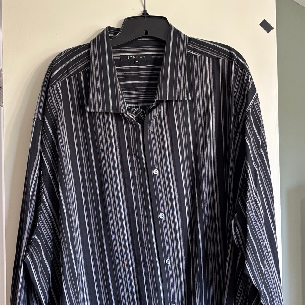 SPANY Black Striped Men's Dress Shirt